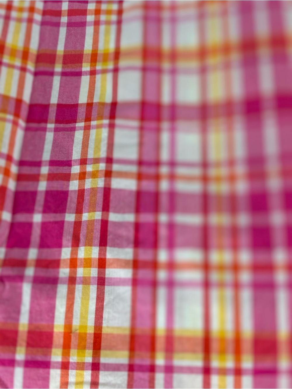 Pottery Barn Teen /Madres Plaid-Pink/Orange/Yellow /Full Bed Skirt/Preppy Accent - Picture 2 of 7